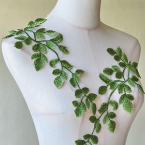 Green Vine Embroidery Lace Applique Forest Leaves Patches  Sewing on Designs for DIY Costume Dress