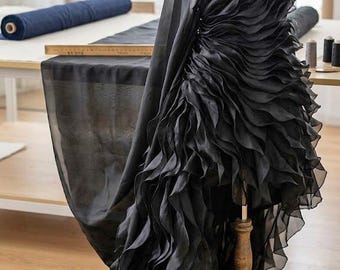 Luxury Ruffled Organza Fabric 150cm Wide, 3D Pleated Tulle for Evening Gowns, Wedding Dress, Couture Designer Fabric, Costume DIY