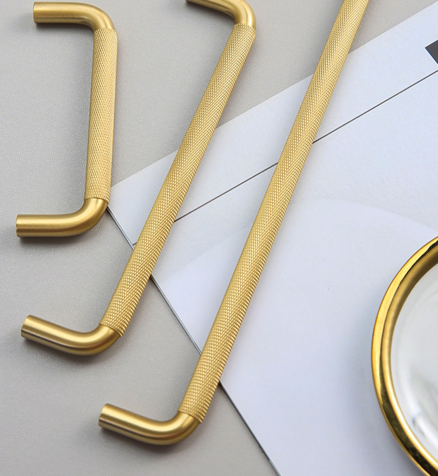 Gold Drawer Pulls Curved Arch Brass Drawer Handles Cupboard Etsy