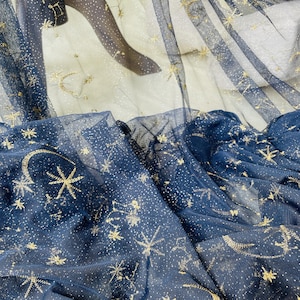 Shiny Star Moon Lace Fabric: Soft Tulle Mesh, DIY Costume Dress