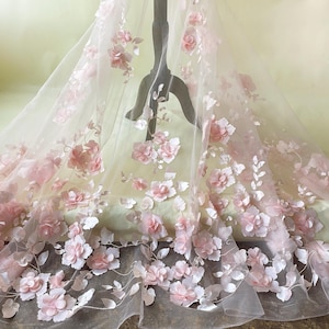 Rose 3D fleur dentelle tissu Solft tulle dentelle maille à coudre pour bricolage Costume robe fille robe de mariée robe de mariée