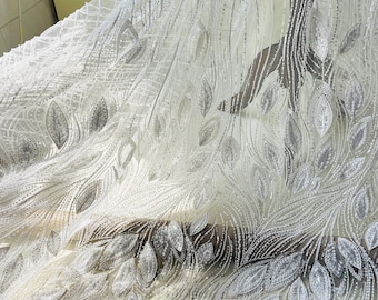 Sparkling Lace Fabric with Sequins & Beads: DIY Costume, Bridal Dress
