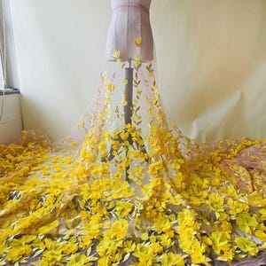 5 Colors 3D Flower Lace Fabric Solft Lace Mesh Sewing on for DIY Costume Dress  Girl Gown Wedding Bridal Dress