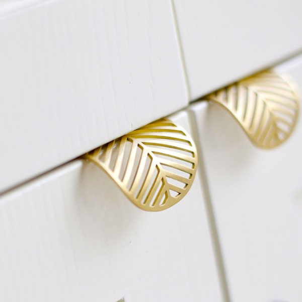 Brass Drawer Pulls Gold Hollow Leaves Door Handles Cupboard Kitchen Cabinet Dresser Modern Home Decor