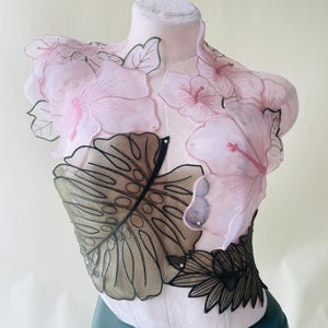 Pink Organza Flower Embroidery Lace Applique: DIY Costume Patch