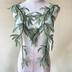 Vine Embroidery Lace Applique Forest Leaves Patches  Sewing on Girl Dress Designs for DIY Costume Dress
