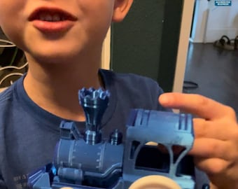 Locomotora de juguete impresa en 3D, regalo de cumpleaños personalizable