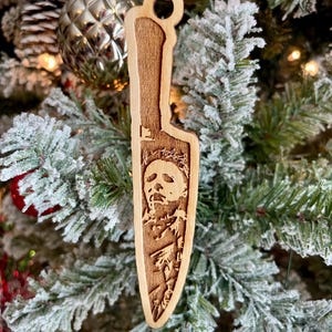 Michael Myers Knife Christmas Ornament - Horror Themed Holiday Decor, Spooky Handcrafted Tree Decoration