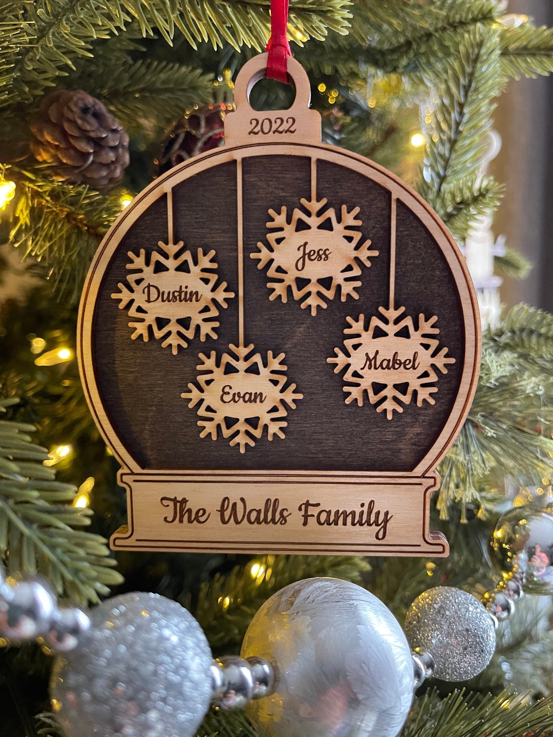 Personalized Family Snow Globe Ornament, Group, Team, Mom, Dad, Grandchildren, Grandkids - Etsy