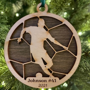 Adorno de fútbol personalizado, adorno deportivo, deporte de equipo, deportes infantiles, liga juvenil