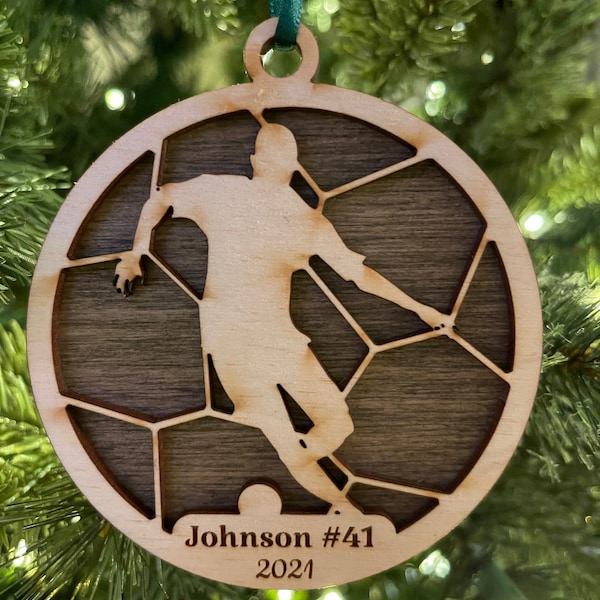 Adorno de fútbol personalizado, adorno deportivo, deporte de equipo, deportes infantiles, liga juvenil