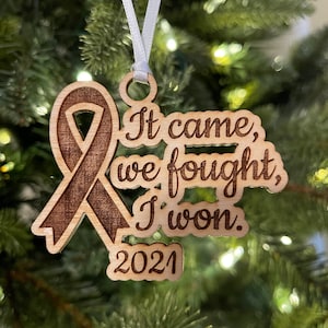 Personalized Cancer Fight Ornament, Cancer Ribbon, Remembrance, Cancer Survivor