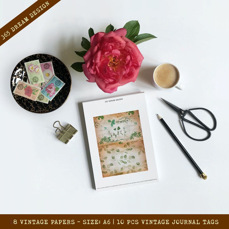 BOTANICAL JOURNAL ephemera pack green Fussy cut digital ephemera printable junk journal kit printable mini junk journal kit printable