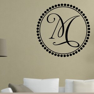 Round Monogram Wall Decal - 40+ colors - various sizes up to 23&quot; - Vinyl Wall Decal - Dorm - Apartment | Removable