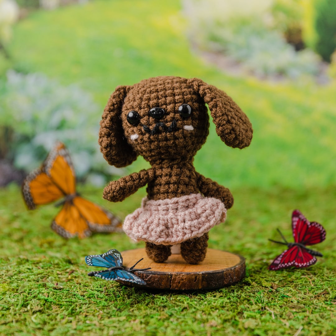 Peaches the Puppy Crochet Stuffed Animal, Amigurumi Stuffed Dog Toy