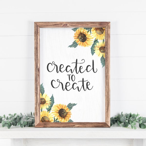 created to create, craft room decor, country craft room, farmhouse craft room, maker gift, crafter gift, etsy maker gift, crafting sign,