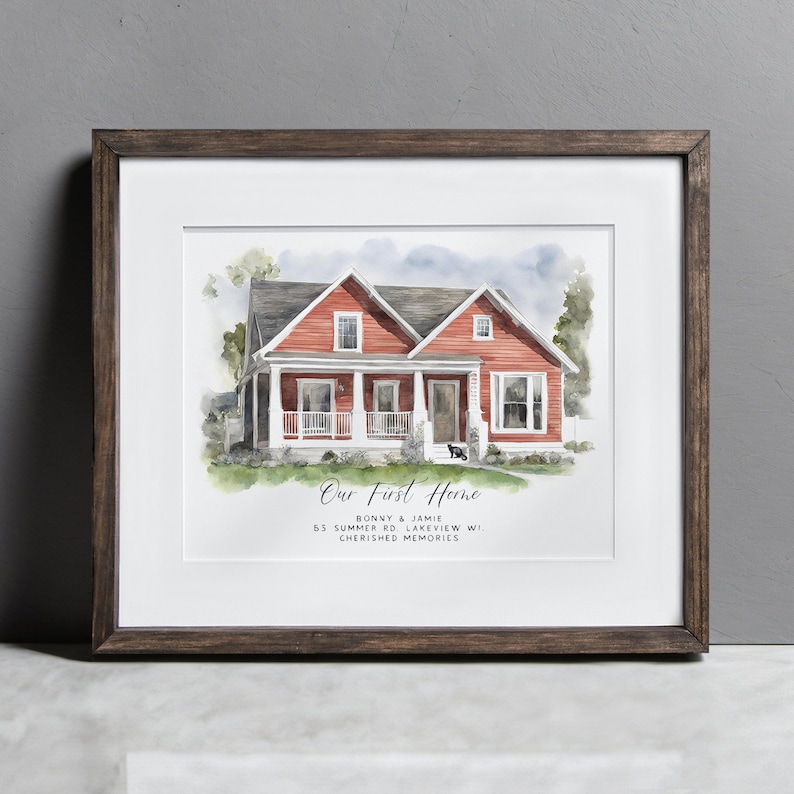 Home portrait, house painting, housewarming gift, our first home sign, home sweet home sign, watercolor home, house portrait, realtor gift image 6