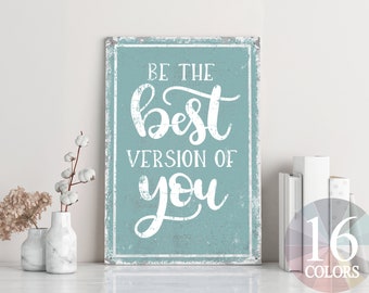 be the best version of you, motivational gift, achievement gift, exercise motivation, gym decor, farmhouse gym, country gym, vintage gym art