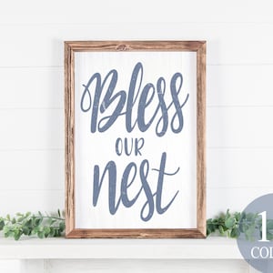bless our nest, süßes Bauernhaus Spruch, Bauernhaus Wohnzimmer, Landhaus Schilder, rustikale WandDeko, bless our nest schild, bauernhaus deko, gerahmt