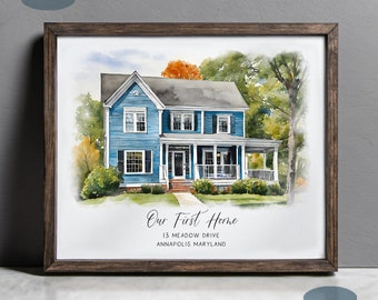 Home portrait, house painting, housewarming gift, our first home sign, home sweet home sign, watercolor home, house portrait, realtor gift