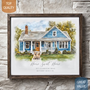 Home portrait, house painting, housewarming gift, our first home sign, home sweet home sign, watercolor home, house portrait, realtor gift