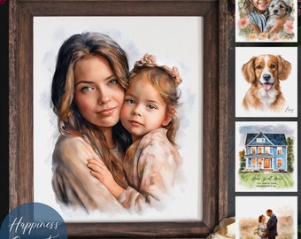 custom painting, portrait, watercolor painting, custom watercolor, pet portrait, wedding photos, personalized painting, painting from photo