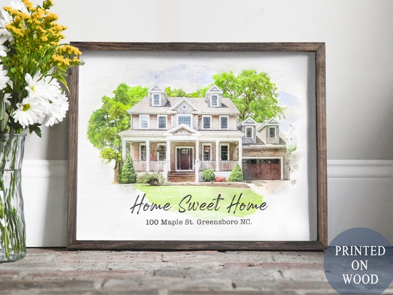 Home portrait, house painting, housewarming gift, our first home sign, home sweet home sign, watercolor home, house portrait, realtor gift 