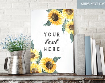 customizable sign, custom metal sign, custom farmhouse sign, personalized sign, sunflower sign, unique custom decor, unique sign, your text