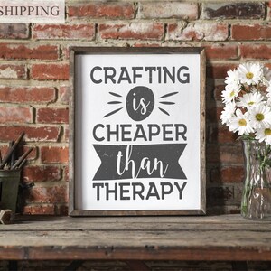 crafting is cheaper than therapy, crafting sign, funny crafting sign, craft room decor, vintage metal sign, custom craft room, image 4