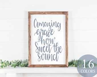 amazing grace sign, amazing grace, christian music, hymn quotes, hymn lyrics, christian decor, farmhouse christian, country christian, bible