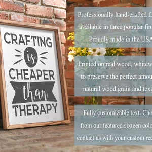 crafting is cheaper than therapy, crafting sign, funny crafting sign, craft room decor, vintage metal sign, custom craft room, image 3