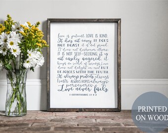 love is patient, love is kind, bible verse sign, love quote, bible wedding sign, wedding verse, couple verse, christian couple,1 corinthians
