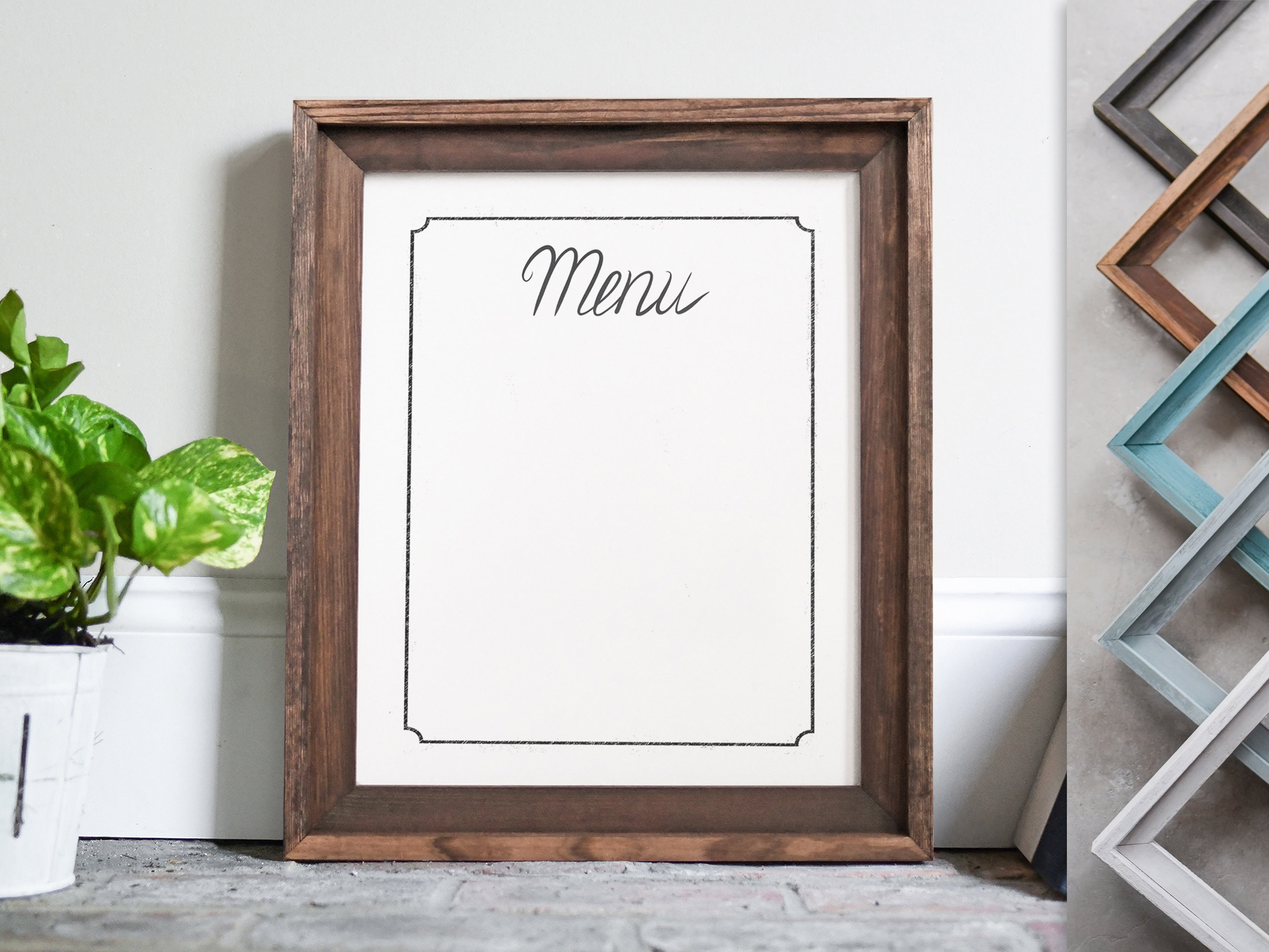 Wood Framed Chalkboard - 16x12 Inch Wall Mount Magnetic Porcelain Steel