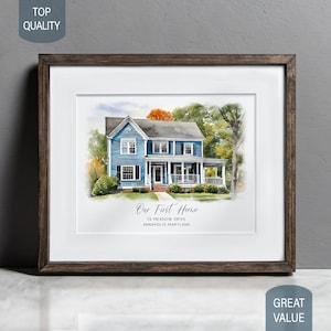 Home portrait, house painting, housewarming gift, our first home sign, home sweet home sign, watercolor home, house portrait, realtor gift image 4