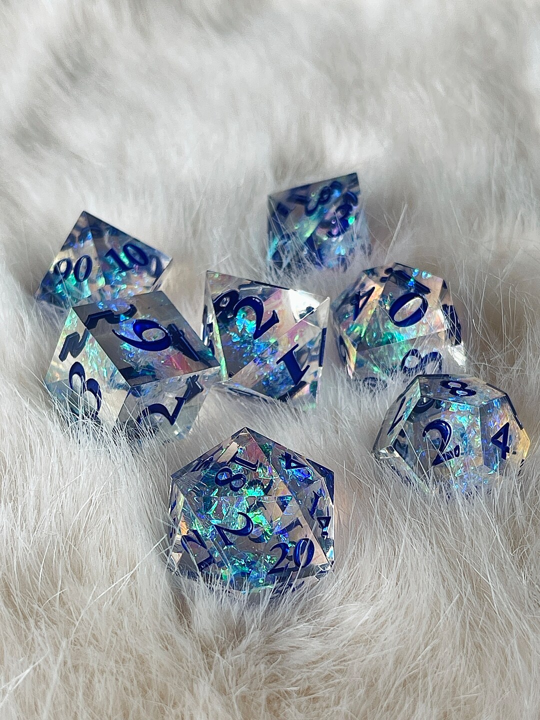 DND Dice Set for Dice Game Light Blue Resin Sharp Edge D&D Etsy New