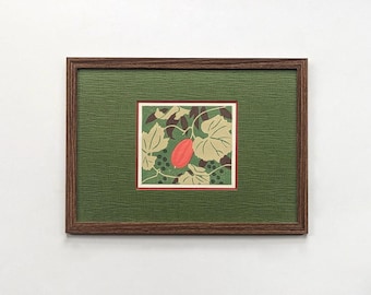 vintage Japanse houtsnede | karasuuri-kalebas en blad | Botanische kunstwerken van yutaka okubo