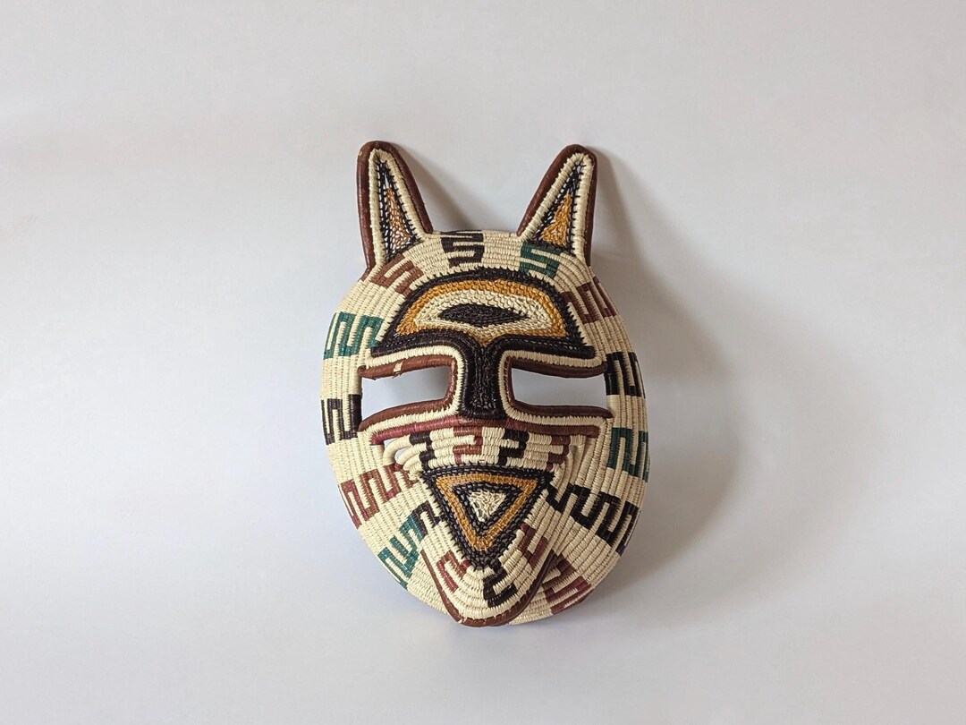 Vintage Tribal Animal Mask Handwoven Embera Wounaan Mural Basketry Wall ...