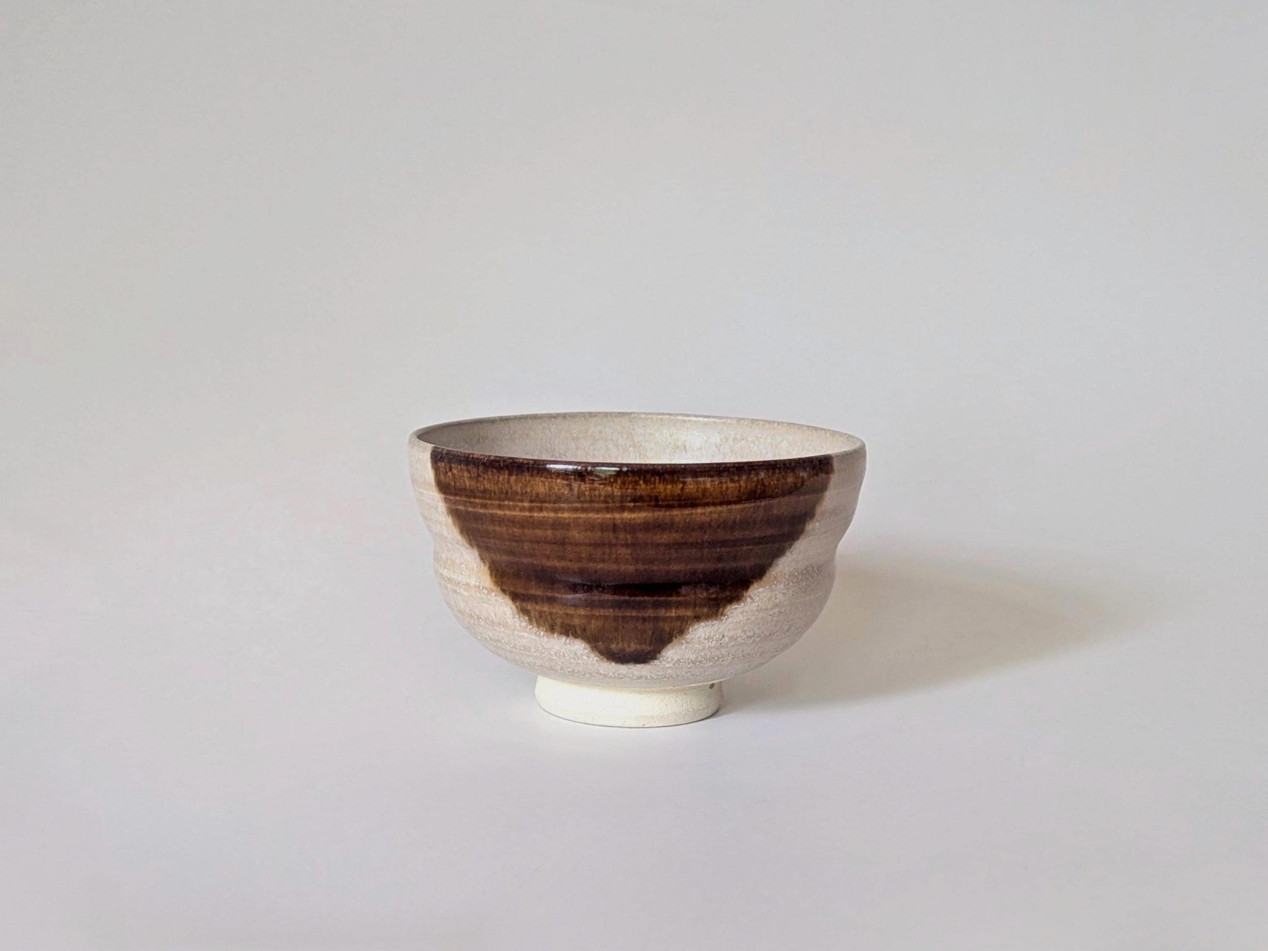 vintage japanese chawan | white and brown tea bowl | studio pottery ceramic
