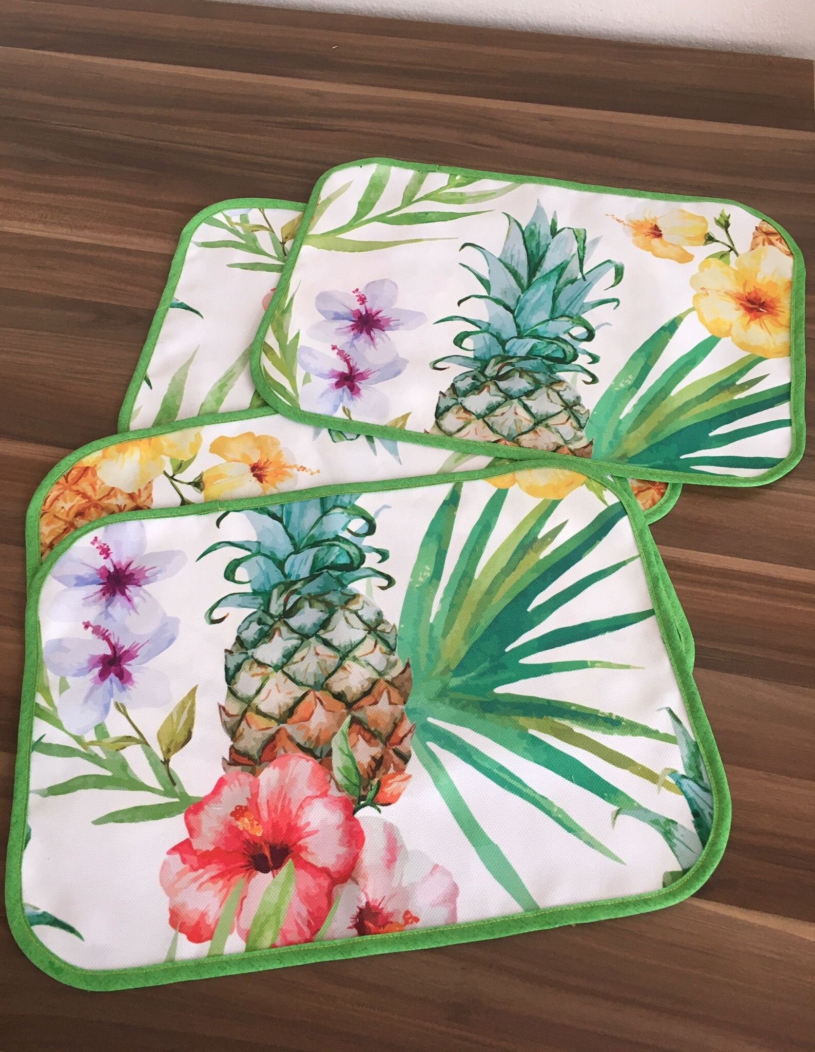 6 Pcs Pineapple Pattern Table Placemats, Fruit Placemats, Pineapple