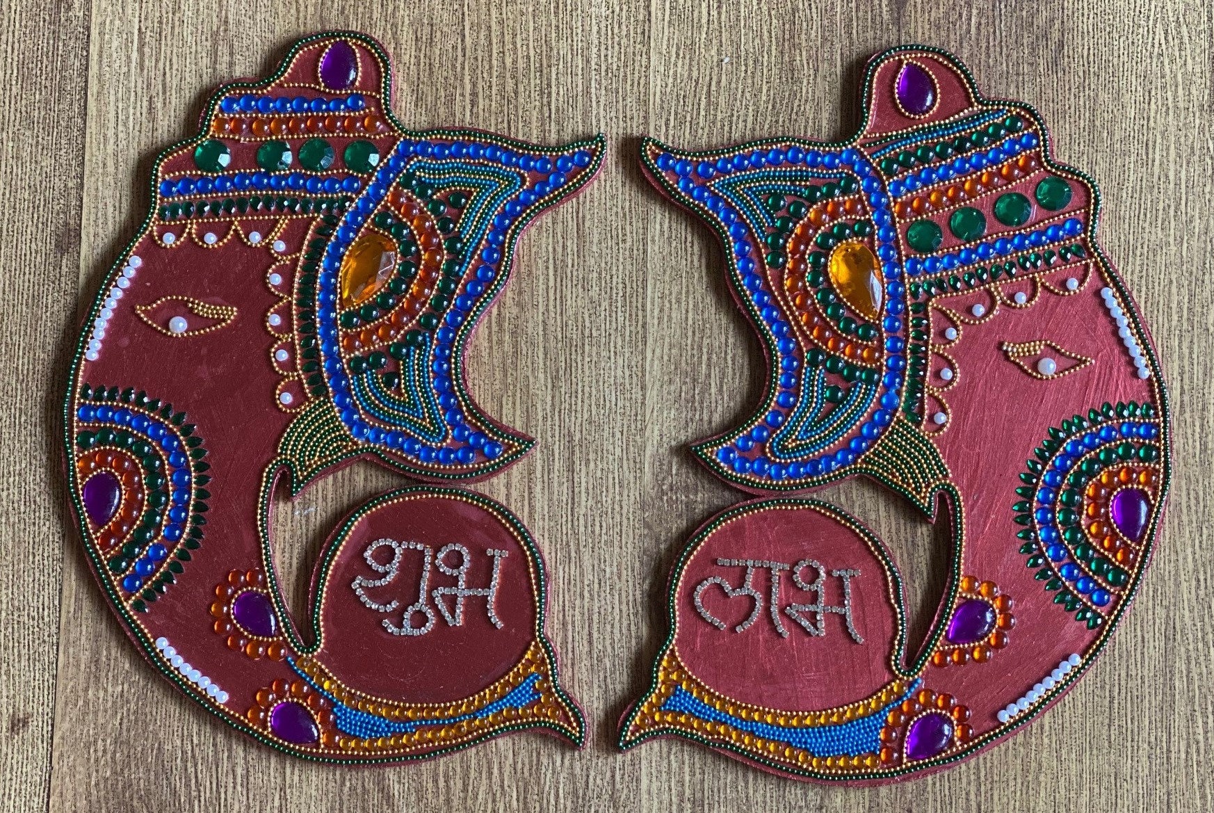 Shubh Labh Ganesha Rangoli Par Craftjoy en Bois Fait Main