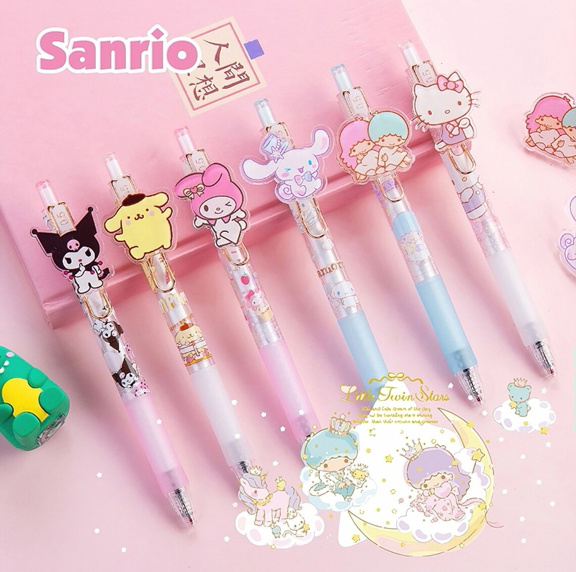 Sweet Sanrio Gel Pen Set Push Type Black 0.5mm Random 1 Etsy Canada