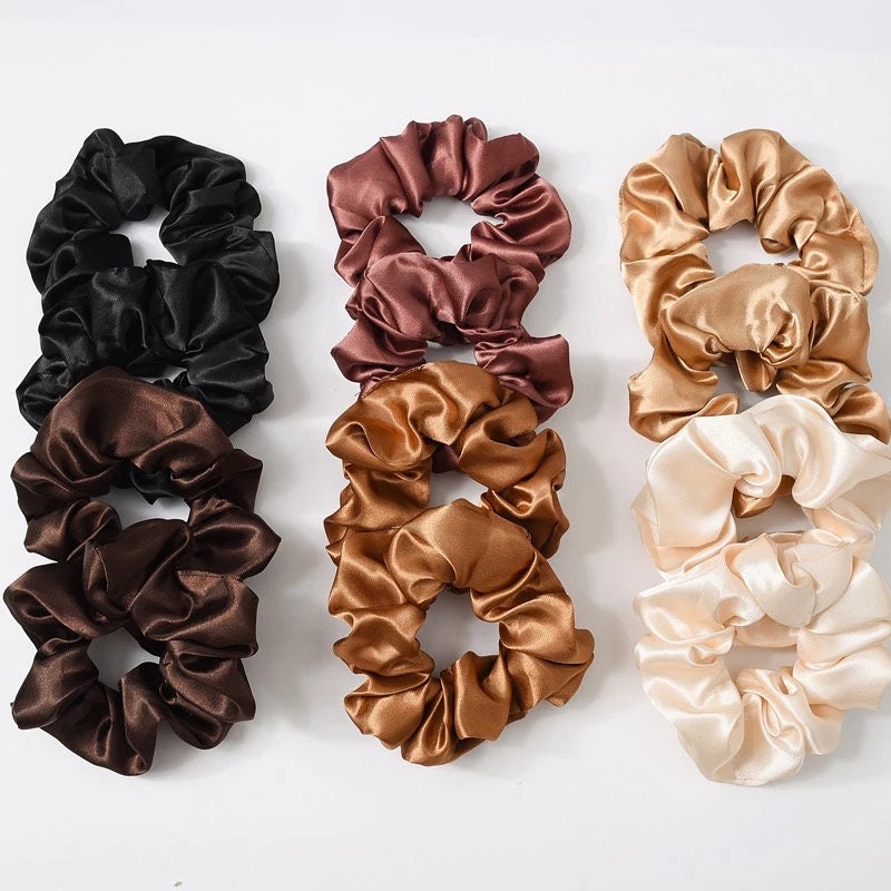 Scrunchies Silk Satin Soft Hair Ties for Curly Hair Large Etsy