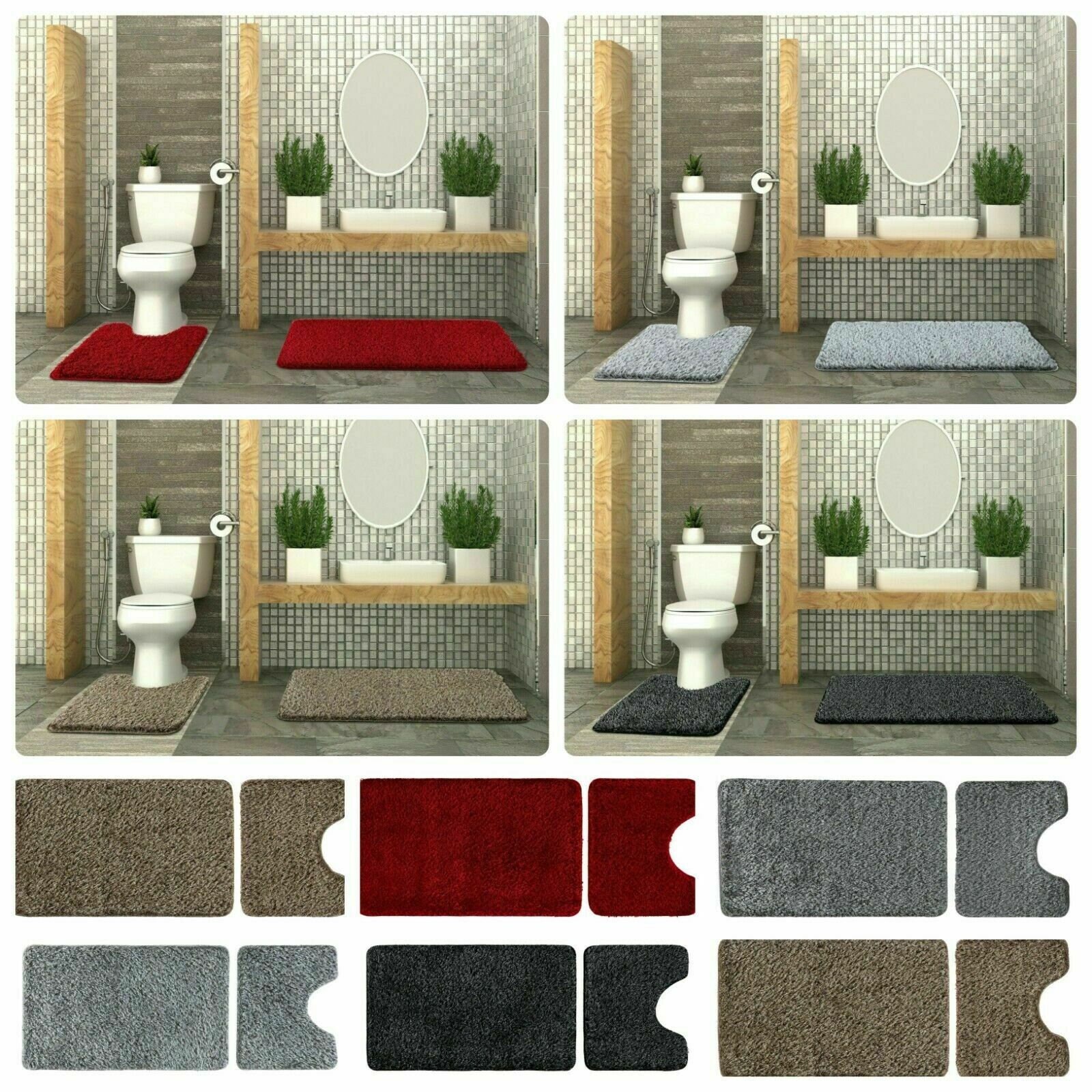 Bath Mat Sets Bathroom Rugs Non Slip Large Size Luxury Shiny - Etsy UK