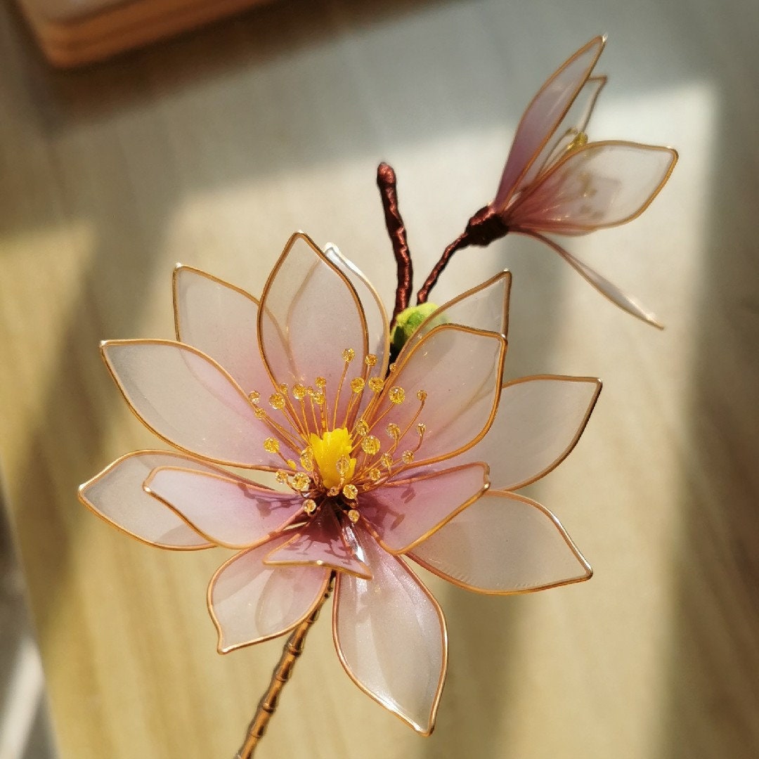 Japanese Kanzashi Handmade Sakae Magnolia Flower Hairpin - Etsy