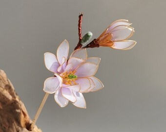 Japanese Kanzashi Handmade Sakae Magnolia Flower Hairpin - Etsy