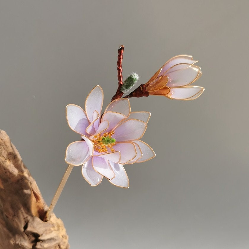 Japanese Kanzashi Handmade Sakae Magnolia Flower Hairpin - Etsy