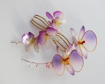 Japanese Kanzashi Handmade Sakae Orchid Hairpin