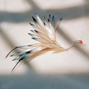 Japanese Kanzashi Handmade Sakae Crane Hairpin