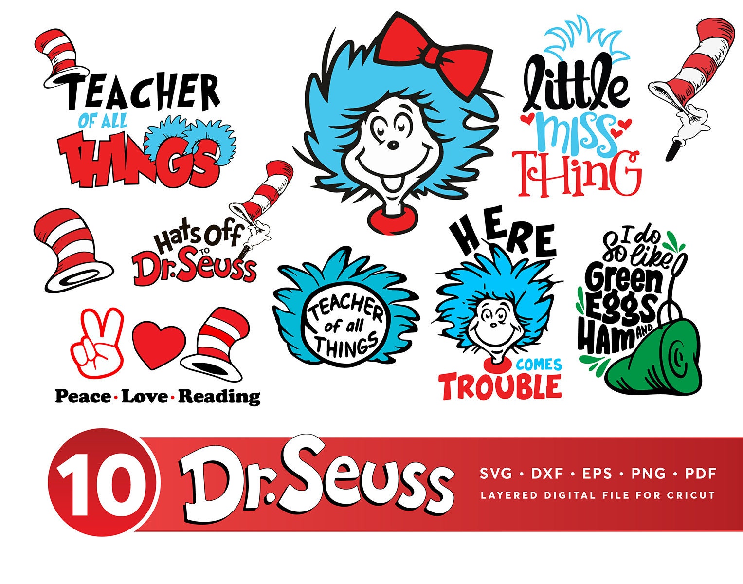 Blue Dr Sus SVG Digital File, Dr Seuss Among Us Svg