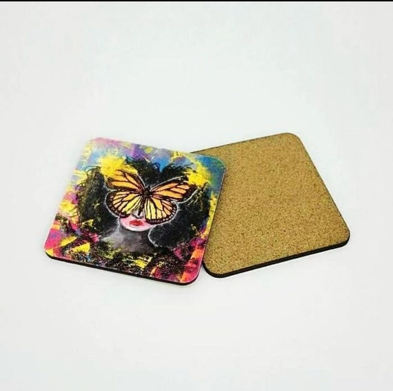 Girl with dreams butterfly. Unique coasters for all tastes!
